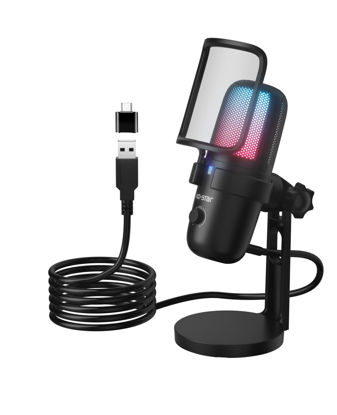 Picture of Ko-Star USB Gaming Microphone for PC, Noise Cancellation Condenser Mic with RGB Lights, Echo Monitor Volume Adjust for Streaming Vocal Recording,Mute, Gain for Podcast, Chat, Twitch, YouTube M-640S