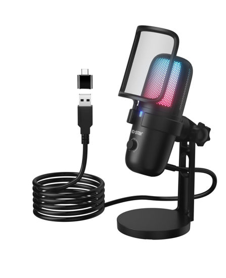 Picture of Ko-Star USB Gaming Microphone for PC, Noise Cancellation Condenser Mic with RGB Lights, Echo Monitor Volume Adjust for Streaming Vocal Recording,Mute, Gain for Podcast, Chat, Twitch, YouTube M-640S