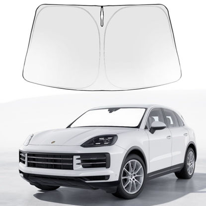 Picture of Proadsy 2024 Upgrade Windshield Sun Shade Custom Fit 2019-2023 2024 Porsche Cayenne Foldable Front Sunshade Protector Sun Visor Blocks UV Rays Keep Car Cooler