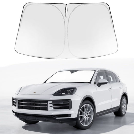 Picture of Proadsy 2024 Upgrade Windshield Sun Shade Custom Fit 2019-2023 2024 Porsche Cayenne Foldable Front Sunshade Protector Sun Visor Blocks UV Rays Keep Car Cooler