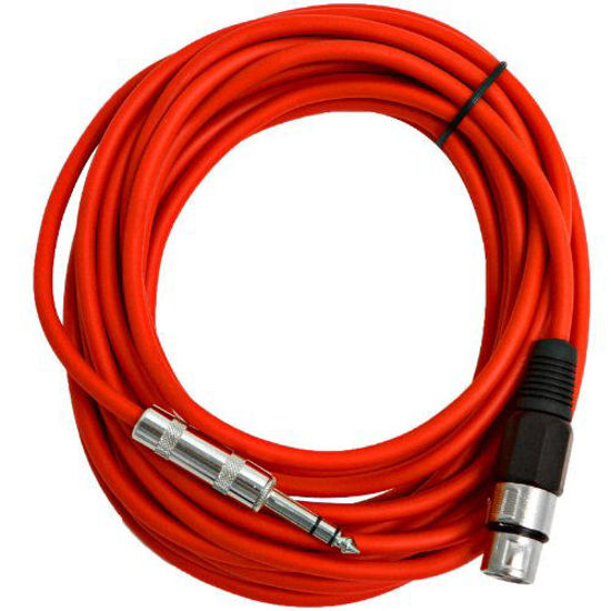 Picture of Seismic Audio - SATRXL-F25Red - 25 Foot Red XLR Female to 1/4 Inch TRS Patch Cable Snake Cords - Balanced