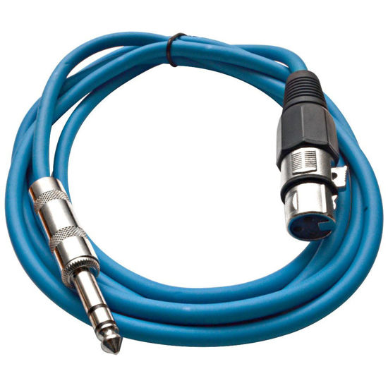 Picture of Seismic Audio - SATRXL-F6 - Blue 6' XLR Female to 1/4" TRS Patch Cable