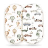 Picture of GRSSDER Stretchy Ultra Soft Fitted Bassinet Sheet Set 2 Pack, Universal Fitted for Bassinets Baby Cradle Moses Basket Oval Rectangle Mattress Safe and Snug, Neutral Pattern of Cars Print
