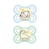 Picture of MAM Perfect Night Baby Pacifier, Patented Nipple, Glows in the Dark, 0-6 Months, Boy, 2 Count (Pack of 1)