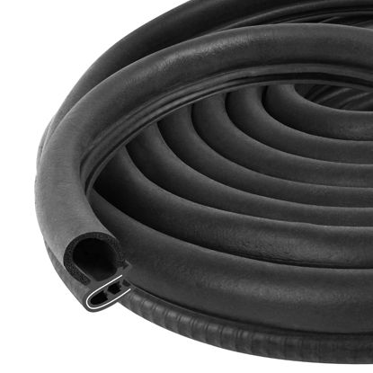 Picture of Automotive Door Weather Stripping 30Ft Car Door Rubber Edge Trim Seal Strip Gasket with Side Bulb for Car Bus Camper Boat RV Truck Doors
