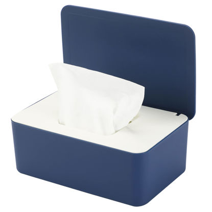 Picture of NOVWANG Wipes Dispenser, Baby Wipe Holder, Keeps Wipes Fresh, Refillable Wipe Container Baby Wipes Case for Bathroom Wipes Pouch Case, Deep Blue