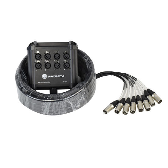 Picture of PRORECK 8-Channel Low Profile XLR Send Circuit Board Snake Cables, XLR Splitter Cable for Live, Recording, Stage, Studio, 50 Feet Long