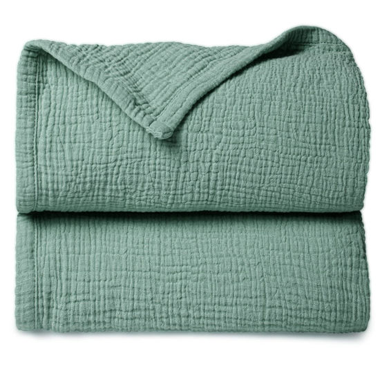 Picture of Lulu moon Muslin Quilt Blanket, Crib Blanket for Baby and Toddler,47x47 Inches(Lotus Leaf)
