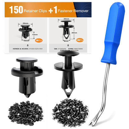 Picture of GOOACC 150 pcs Push-Type Bumper Fasteners Rivet Clips-2 Sizes Universal Auto Clips & Fastener for Bumper Fender Clips Replacement-Fastener Removal Tool Included (150PCS Clip)