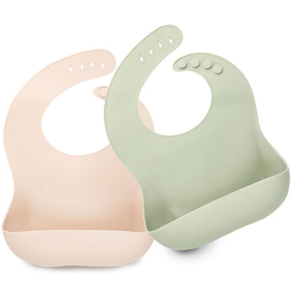 Picture of KeaBabies 2-Pack Silicone Bibs For Babies, Silicone Baby Bibs for Eating, Food-Grade Pure Silicone Bib, Toddler Bibs, Waterproof Bibs, Feeding Bibs, Silicon Bibs for Toddlers, Boys, Girls (Macaron)