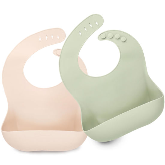 Picture of KeaBabies 2-Pack Silicone Bibs For Babies, Silicone Baby Bibs for Eating, Food-Grade Pure Silicone Bib, Toddler Bibs, Waterproof Bibs, Feeding Bibs, Silicon Bibs for Toddlers, Boys, Girls (Macaron)