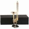Picture of Seawoo Dselvgvu Copper Miniature Trombone with Stand and Case Mini Musical Instrument Miniature Replica Dollhouse Model Mini Trombone Home Ornament