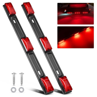 Picture of Nilight 9 LED Marker Tail Trailer Light Bar 14.2Inch 2 PCS Red Clearance Identification Running Marker ID Rear Stainless Steel Bracket for 12V Pickup Truck Trailer RV Boat