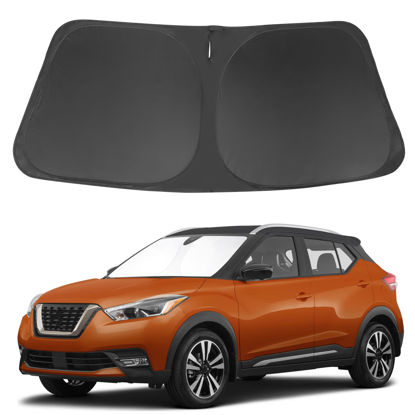 Picture of Windshield Sun Shade Custom Fit 2018 2019 2020 2021 2022 2023 2024 Nissan Kicks S SV SR Crossover Accessories Front Sunshade Sun Visor Protector Keeps Cool