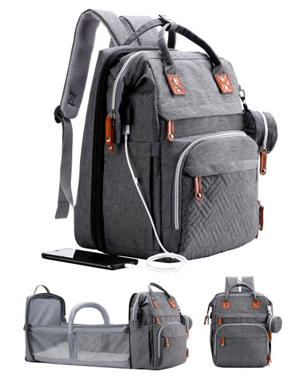 Picture of ISMGN Diaper Bag Backpack with Changing Station, Extra Large Diaper Bag, Multifunctional Diaper Bag, Baby Bag, Deep Gray