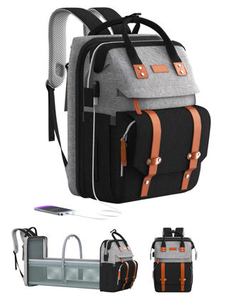 Picture of ISMGN Diaper Bag Backpack with Changing Station, Large Diaper Bag, Baby Bag, Multifunctional Diaper Bag, GreyBlack