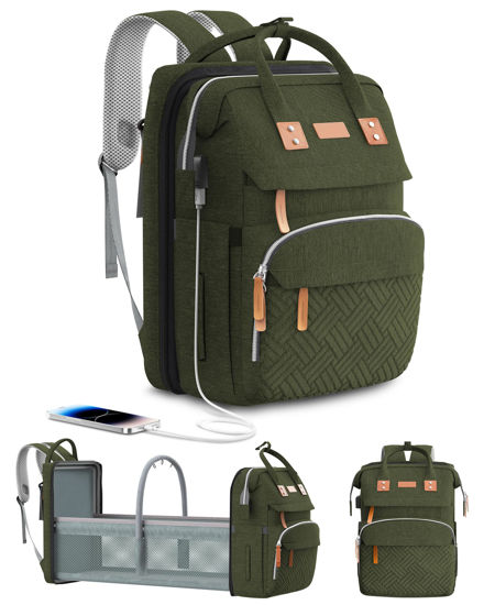 Picture of ISMGN Diaper Bag Backpack with Changing Station, Large Diaper Bag, Baby Bag, Multifunctional Diaper Bag, ArmyGreen