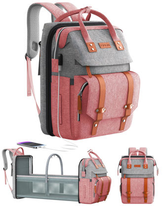 Picture of ISMGN Diaper Bag Backpack with Changing Station, Large Diaper Bag, Baby Bag, Multifunctional Diaper Bag, Pinkgray