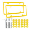 Picture of Alpmosn 2PCS Stainless Steel License Plate Frames, 4 Holes Car Licence Plate Covers with Screws Washers and Caps, Car Exterior Accessories, License Plate Holder for US Vehicles (yellow)