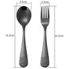 Picture of Pimoys 6 Pieces Kids Silverware Stainless Steel Toddler and Child Utensils, Childrens Safe Forks and Spoons Metal Cutlery Set, Engraved Bear, Black