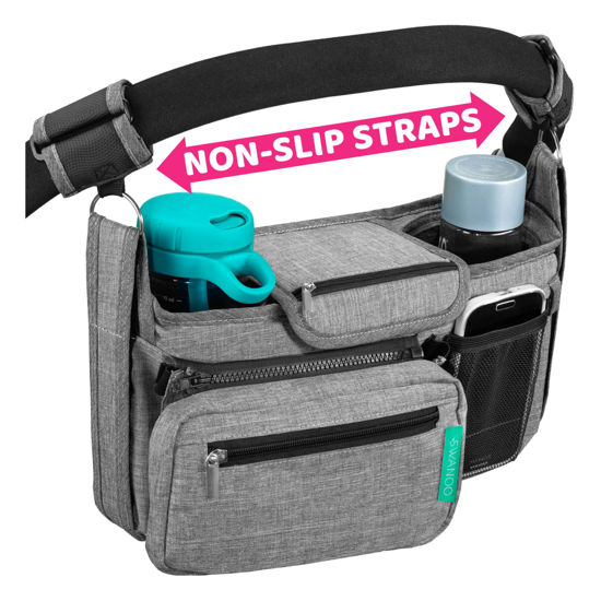 Picture of Stroller Organizer Non Slip Straps Stroller Caddy With Cup Holder, Stroller Bag for Phone, Pet Stroller Accessories, Universal Fits Uppababby Vista v2 Wonderfold Wagon, Doona and More