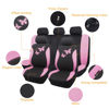 Picture of Flying Banner Butterfly car seat Covers ful Set Fashion Universal Lady Woman Female Rear Bench Split Colorized (Pink Black, Full Set)
