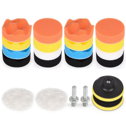 Picture of Kshineni Buffing Pads 3 Inch Car Buffer Pad, 22 Pcs Drill Polishing Kit, Car Polisher Pads Kit Sponge Pads Car Foam Drill for Car Polishing, Sanding, Waxing, Sealing Glaze