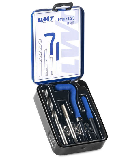 Picture of Orion Motor Tech Helicoil Thread Repair Kit, M10x1.25 Thread Repair Tool with HSS Drill Bit & 15 Thread Inserts, Metric Thread Repair Installation Kit for Rethreading Internal Threads with Carry Case