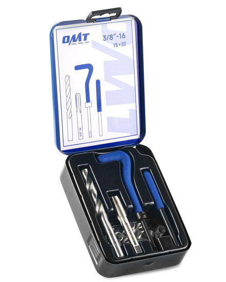 Picture of Orion Motor Tech Helicoil Thread Repair Kit, 3/8"-16 Thread Repair Tool Set with HSS Drill Bit & 15 Thread Inserts, SAE Thread Repair Installation Kit for Rethreading Internal Threads with Carry Case