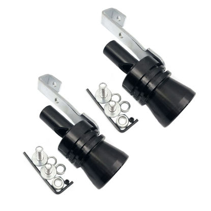 Picture of DEVMO 2pcs XL Size Aluminum Alloy Universal Turbo Sound Exhaust Muffler Pipe Whistle Car Roar Maker (XL-Black)
