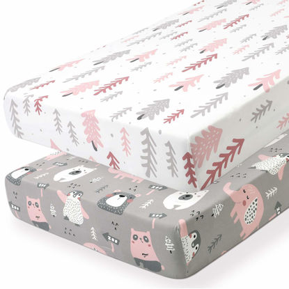 Picture of BROLEX Baby Fitted Crib Sheets: Kid Crib Sheets - Set of 2 for Toddler Standard Size Crib Mattress for Boys and Girls - Jersey Knit Crib Bed Sheets Jungle Animals