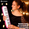 Picture of Eavnbaek 32 Keys Melodica Instrument, Soprano Melodica Air Piano Keyboard Pianica with 2 Soft Long Tubes, 2 Short Mouthpieces and Carrying Bag (Pink)