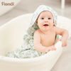 Picture of FIEMOL Baby Bath Towels, 100% Muslin Cotton Hooded Baby Towels for Newborn, Infant and Toddler, 2 Pack Soft and Absorbent Unisex Bath Essentials with Large 32x32Inch Size