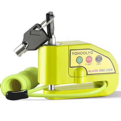 Picture of YOHOOLYO Alarm Disc Lock Motorcycle Disc Brake Lock Anti-Theft Waterproof 110 dB 7mm Pin 5ft Reminder Cable for Motorcycles Bike Scooter Carry Pouch