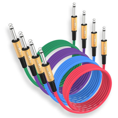 Picture of Augioth Guitar Cable 15 ft 4 Color Pack, Stage Electric Instrument Bass Cable AMP Cord 1/4 Straight to Straight