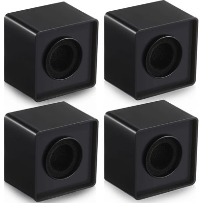 Picture of 4 Pcs Microphone Flag Station Portable Square Cube Shaped Mic Flags ABS Foam Microphone Flag Microphone Accessories for Interview KTV Reporter Host (Black)