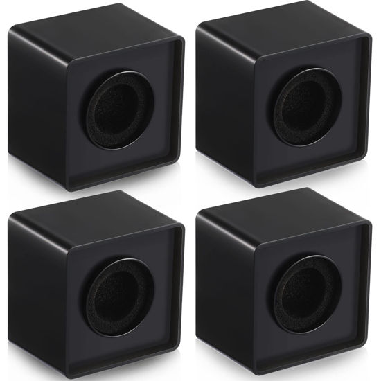 Picture of 4 Pcs Microphone Flag Station Portable Square Cube Shaped Mic Flags ABS Foam Microphone Flag Microphone Accessories for Interview KTV Reporter Host (Black)