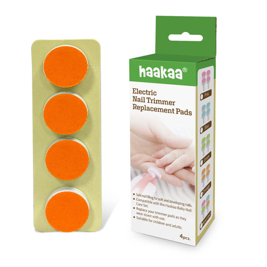 Picture of haakaa Electric Nail Trimmer Replacement Pads Baby Nail Trimmer Heads for Standard Baby Nail File, Suitable for 12+Months, Orange