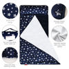 Picture of Moonsea Toddler Nap Mat Boy Navy with Pillow and Fleece Minky Blanket, Lightweight and Soft Perfect for Kids Preschool, Daycare, Travel Sleeping Bag for Boys, 21" x 50" Fit on a Standard Cot