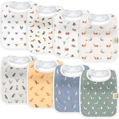 Picture of KeaBabies 8-Pack Organic Baby Bibs for Boy, Girl, Drool Bibs for Baby Boy & Girl Toddler, Infant Bibs, Cotton Bibs, Super Absorbent Drooling Teething Bibs (Pets & Paws)