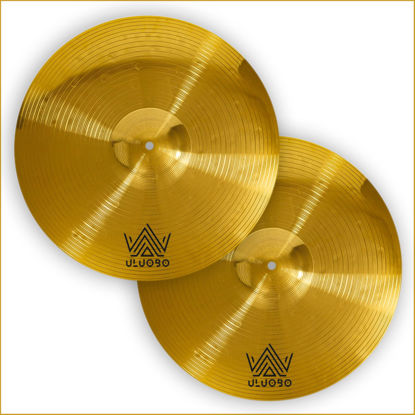 Picture of hi hat cymbals pair, 14 inch high hat cymbals set (2 pieces, Gold)