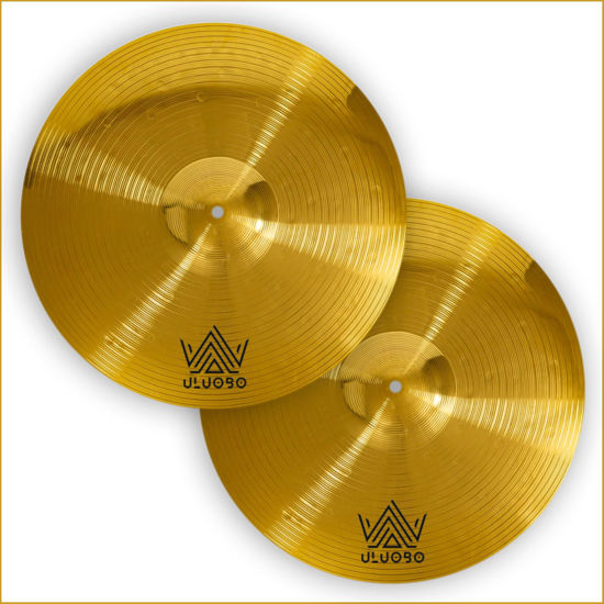 Picture of hi hat cymbals pair, 14 inch high hat cymbals set (2 pieces, Gold)