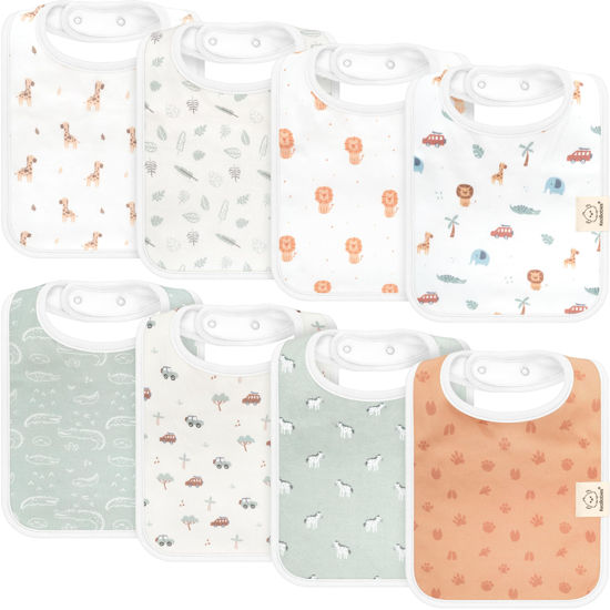 Picture of KeaBabies 8-Pack Organic Baby Bibs for Boy, Girl, Drool Bibs for Baby Boy & Girl Toddler, Infant Bibs, Cotton Bibs, Super Absorbent Drooling Teething Bibs (Wilderness)