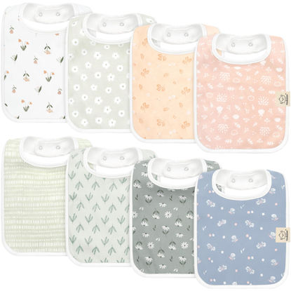 Picture of KeaBabies 8-Pack Organic Baby Bibs for Boy, Girl, Drool Bibs for Baby Boy & Girl Toddler, Infant Bibs, Cotton Bibs, Super Absorbent Drooling Teething Bibs (Fleur)