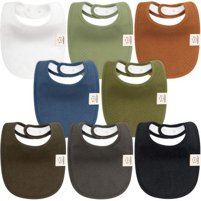 Picture of 8-Pack Organic Baby Bibs for Baby Girls, Baby Boys - Cotton Cloth Baby Boy Bibs, Baby Girl Bibs for Drooling and Teething, Absorbent Drool Bibs for Spit Ups, Toddler Bib, Newborn Infant Bibs (Basics)