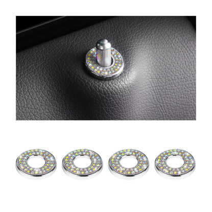 Picture of 4PCS Bling Inner Car Door Lock Cover Stickers, Rhinestones Pull Rod Bolt Decorations, Crystal Auto Decals for Women Girls, Sparkly Car Door Lock Pin Caps for C Class C200L GLC260 C260L