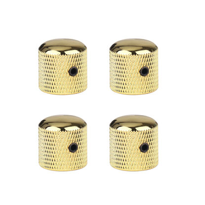 Picture of XIYANGJUAN 4Pcs Metal Guitar Knobs Gold Volume Tone Control Knob Dome Knobs with with Allen Keys Screws for Fender Telecaster Gibson Les Paul Electric Guitar Bass