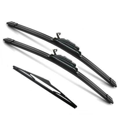 Picture of JustCar 3Pcs Kia Sportage Windshield Wiper Blades 2011-2016, Hyundai Elantra 2009 2010 Hatchback, Original Equipment Automotive Replacement Windshield Wiper Blades for My Car- 24"/18"/12" (Set of 3)