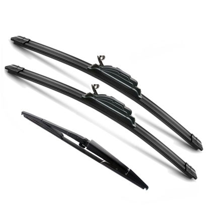 Picture of JustCar 3 wipers Replacement for Jeep Grand Cherokee 2005 2006 2007 2008 2009 2010, Windshield Wiper Blades Original Equipment Replacement - 21"/21"/14C" (Set of 3) U/J HOOK
