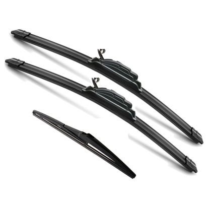Picture of JustCar 3 wipers Replacement for 2014-2019 Infiniti QX80 2011-2013 Infiniti QX56, Windshield Wiper Blades Original Equipment Replacement - 24"/19"/10B" (Set of 3) U/J HOOK